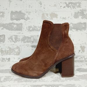 NEW Splendid Women's Marika Block Heel Suede Booties In Brown O149